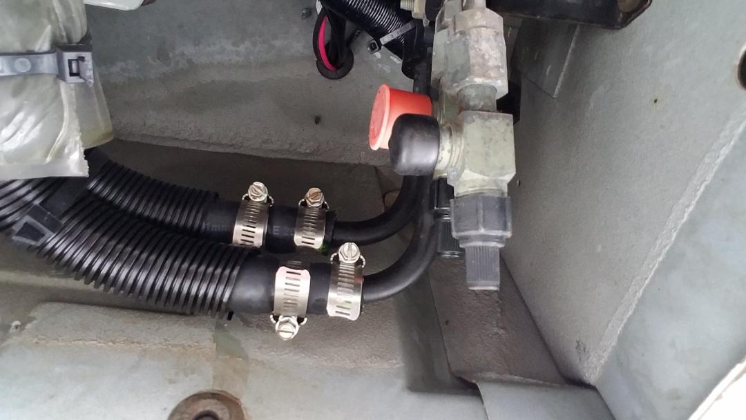 coolant lines connect to factory lines under the van (originally give you the option of getting heat to rear in van)