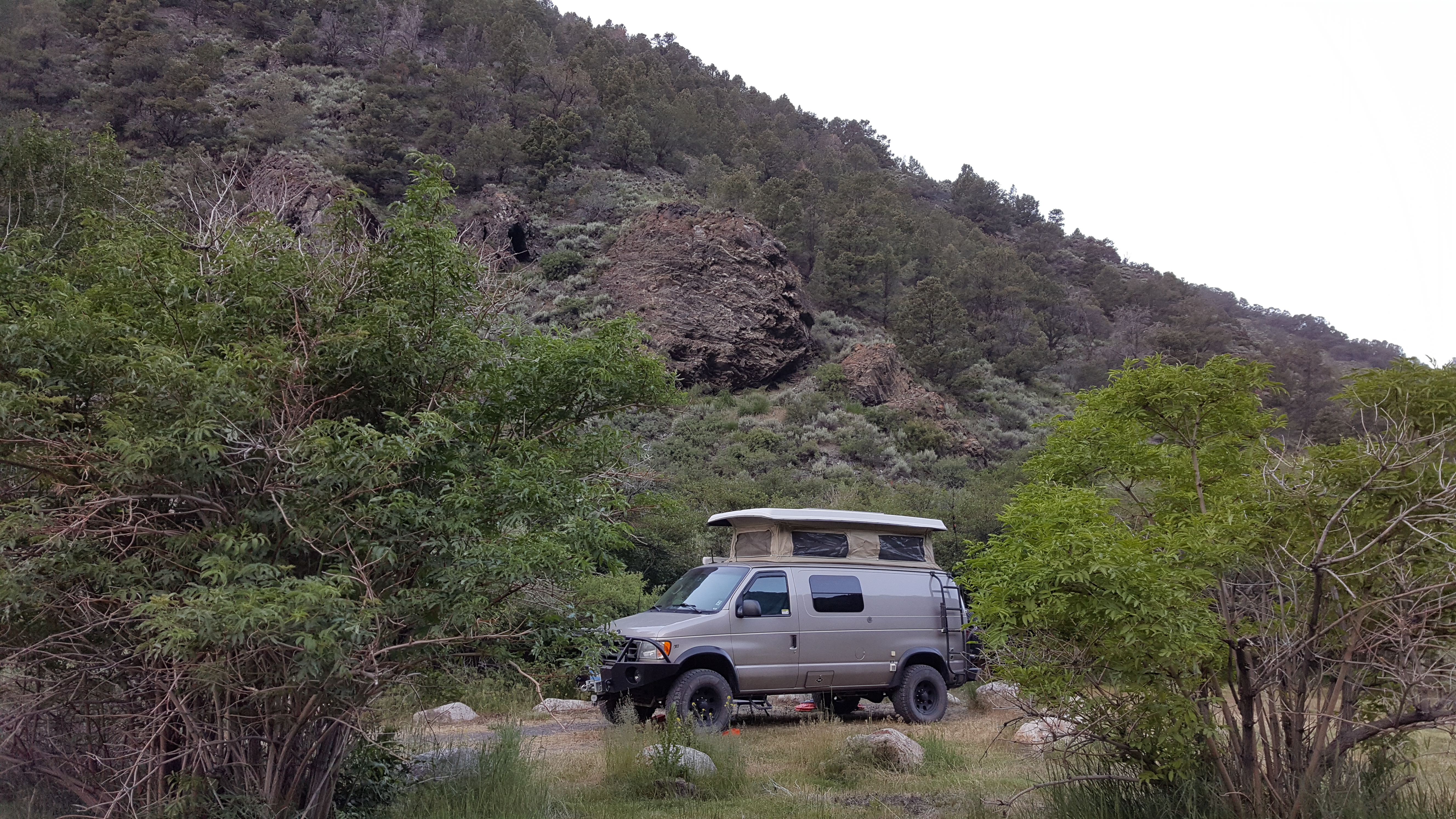 To get out of the dust storm I drove up Kingston Canyon to take refuge from the storm. Kingston Canyon turned out to be a gorgeous canyon and a great alternate route to Austin, Nevada