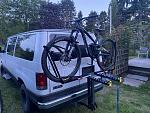 Custom bike rack using 1Up "van rack" parts. Keeps my nicer bike from getting scratched by the kids bikes. :)