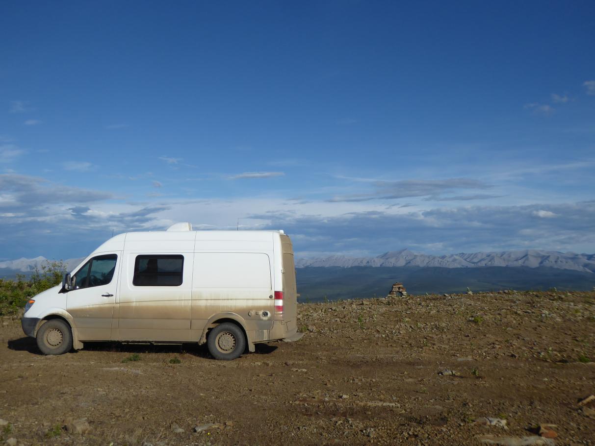Boondocking overlooking the Ogilvie Mountains on the Dempster Highway
