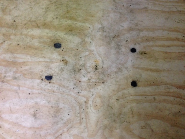 Paint spots over factory mounting holes.
