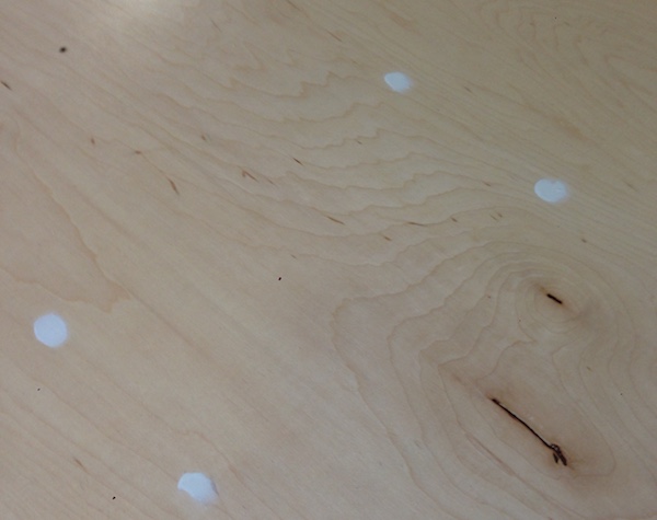 Holes transferred to plywood