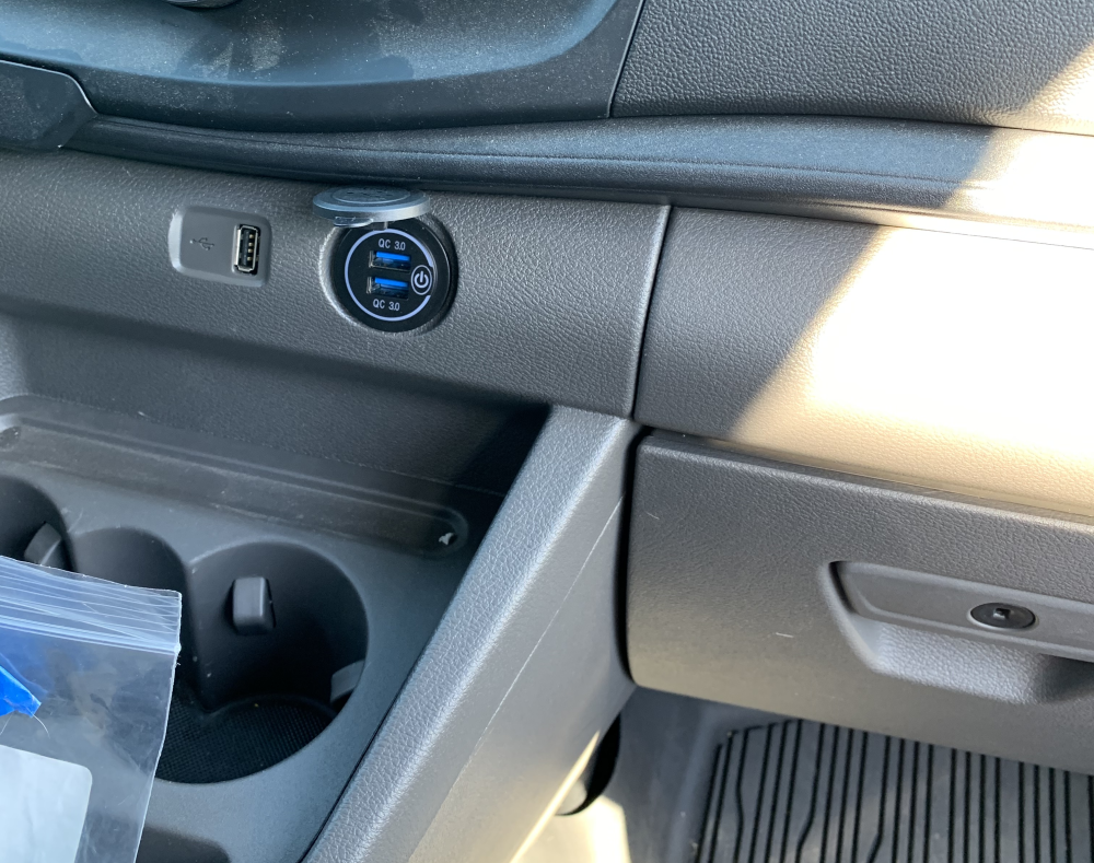 Added USB charger inplace of the standard 12 volt aux
