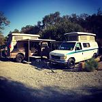 Sportsmobile mini-wagon-circle / relaxed weekend camping in Caspers Wilderness Park. San Juan Mtns, SoCal.