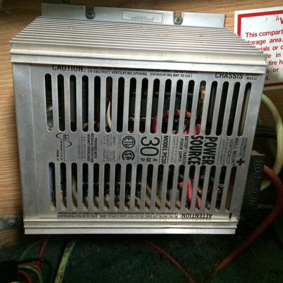 Todd Engineering PC30. 30-amp power supply/house battery charger. Original Fresno SMB-installed equipment from 1995.