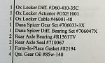 OX Locker / Rear axle rebuild / re-gear parts list (Dana 60 semi-float (c-clip) 35-spline rear)