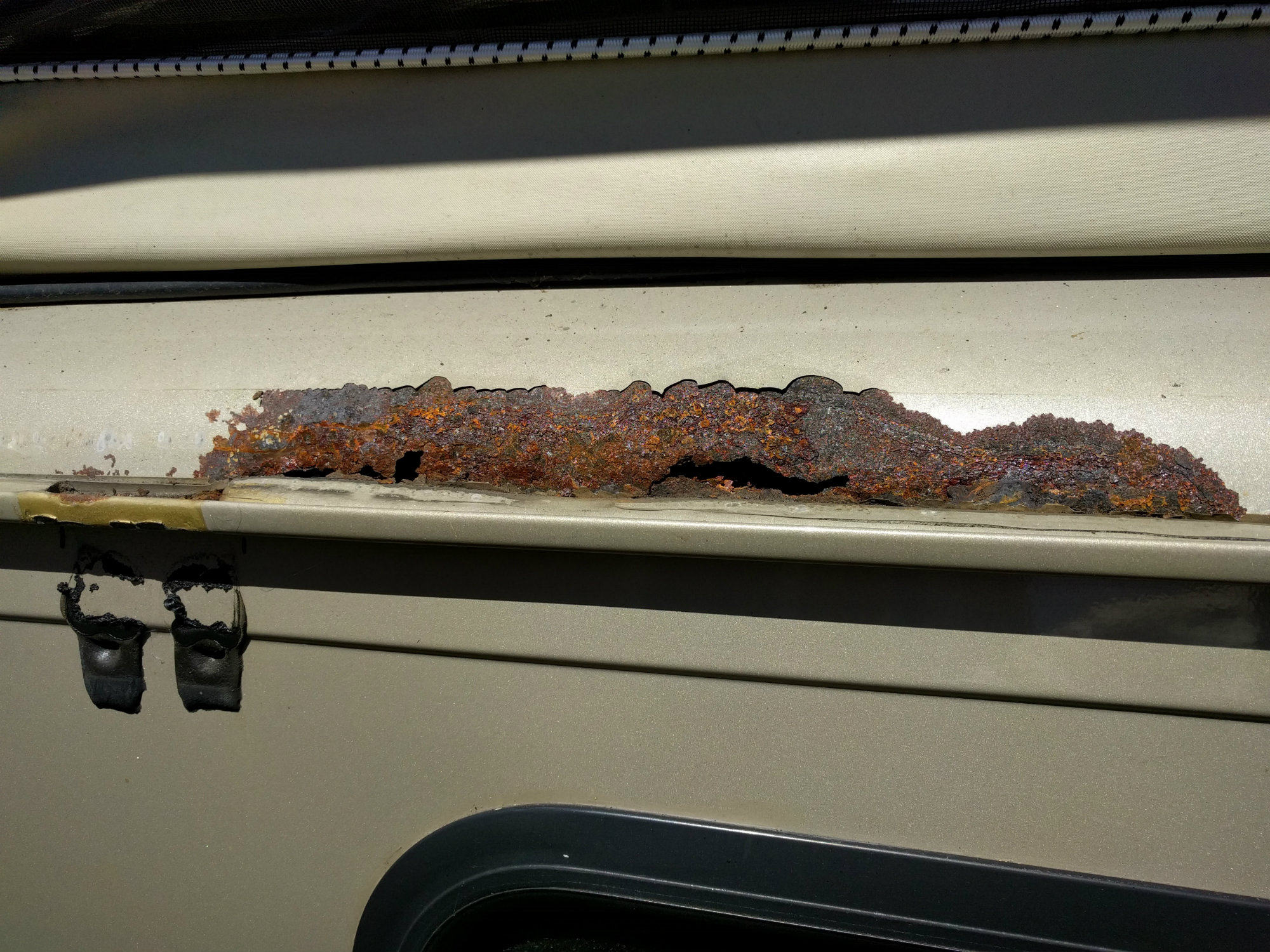 Rust after removing protective tape